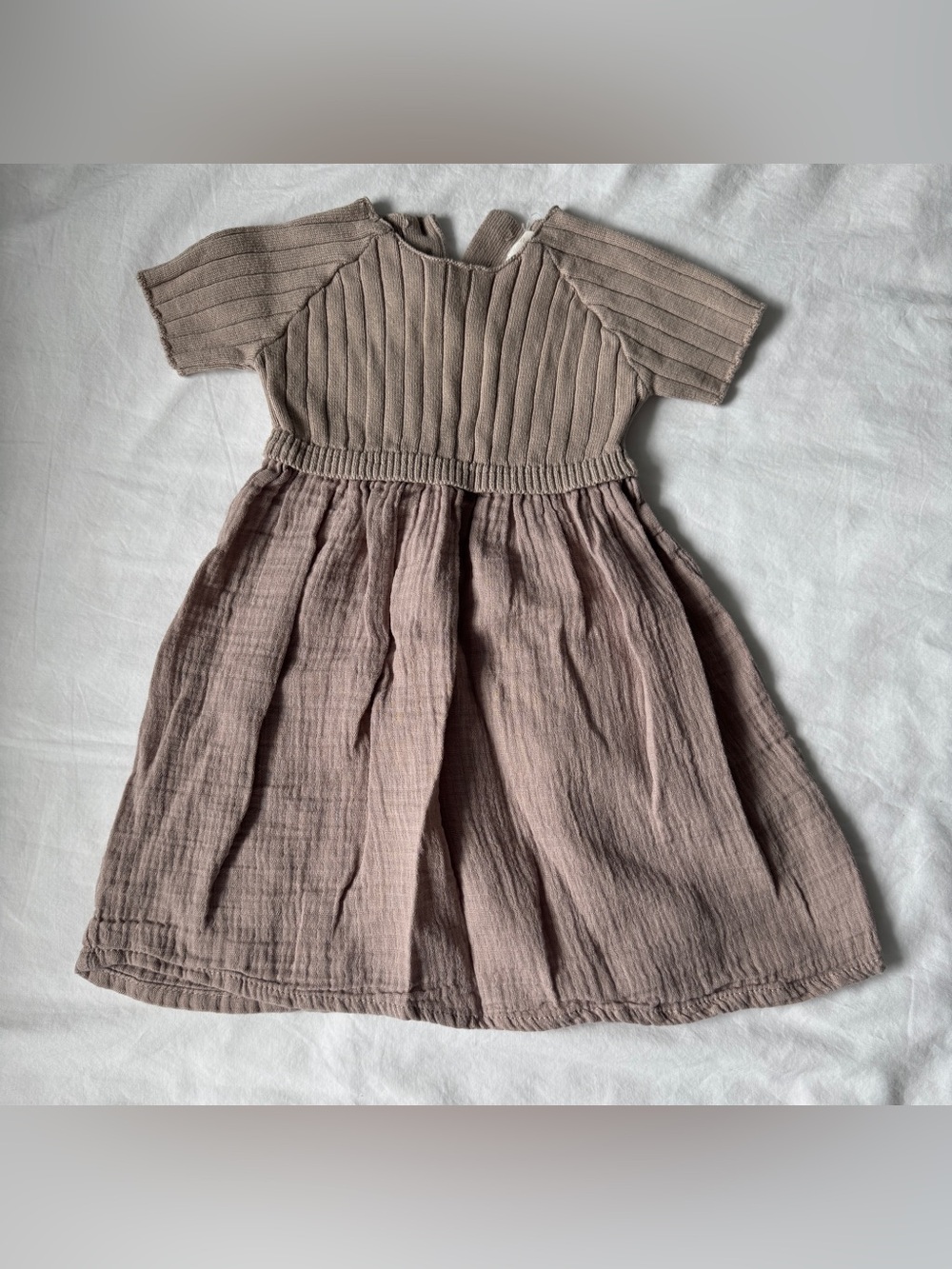 Analogie by Lil Legs Neutral Taupe Cottagecore Muslin Dress 2T Fits 18-24M